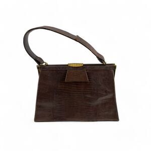Vintage 1950s Lesco Genuine Alligator Leather Handbag